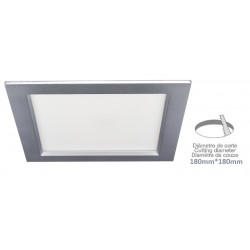 Downlight LED Cuadrado 220x220mm Gris Titanio 25W, Corte 180x180mm. para Techos Lamas